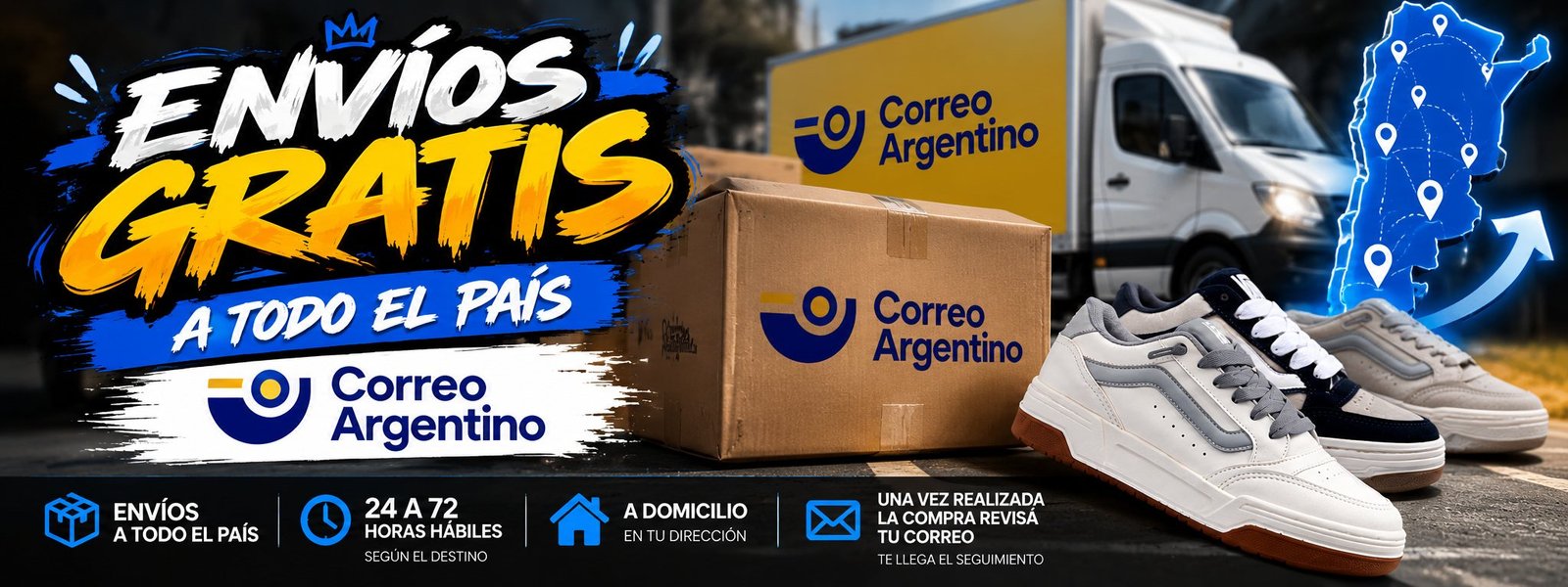 Envíos gratis a todo el país por Correo Argentino. Llegan en 24 a 72 horas hábiles según el destino, a domicilio. Una vez realizada la compra te llega el seguimiento por correo.